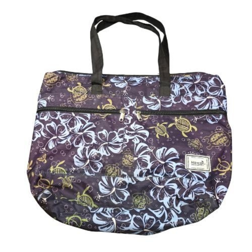 Hawaii Sport Tote Bag Purple Hibiscus Sea Turtle Tropical Floral Beach Gym Pool
